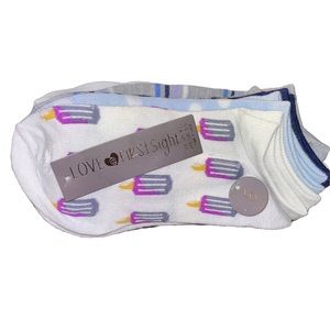 LOVE @ FIRST SIGHT LOW SHOW SOCKS 6 PAIRS ICE CREAM THEME 6 PAIRS